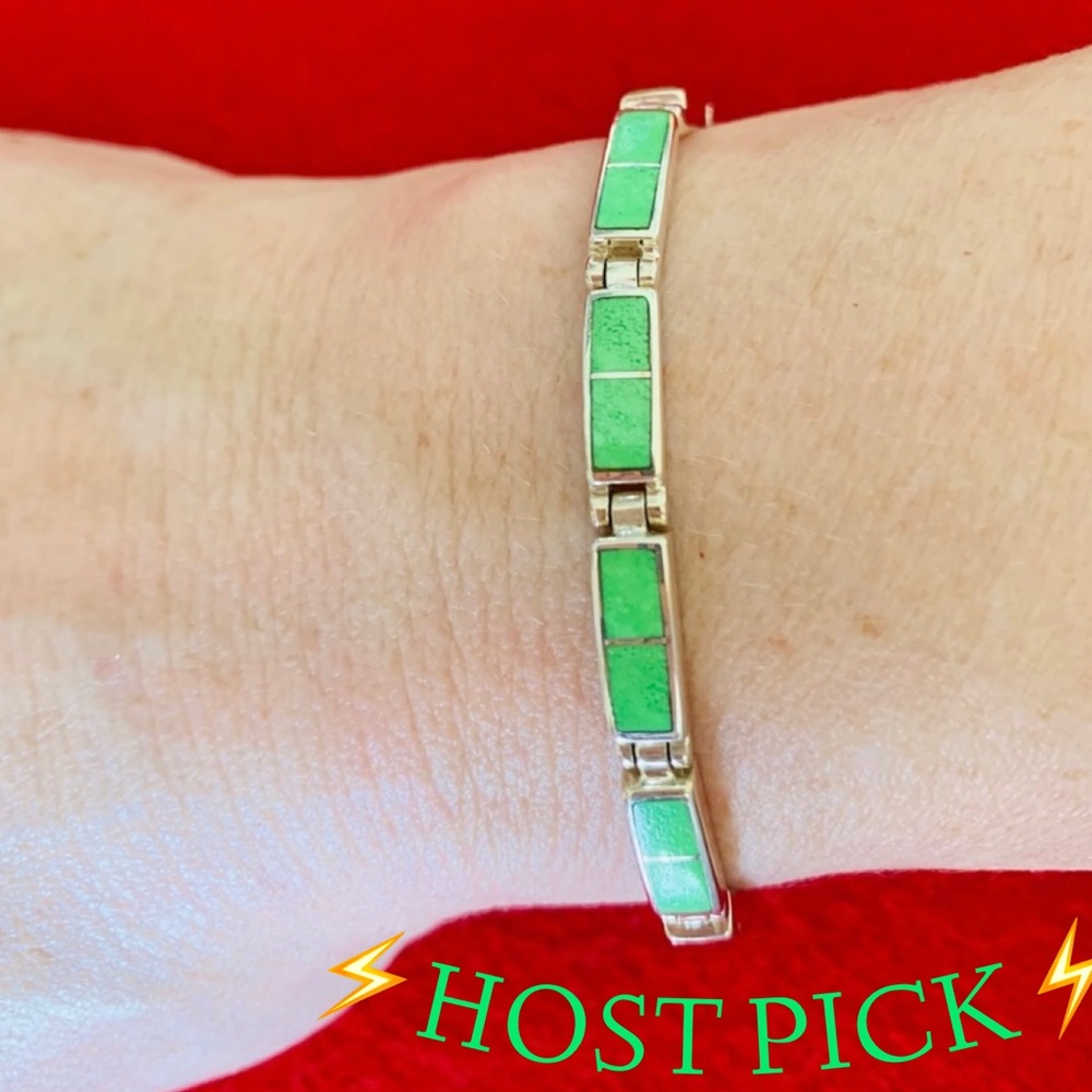 👉BEAUTIFUL GREEN TURQUOISE Silver Bracelet👈